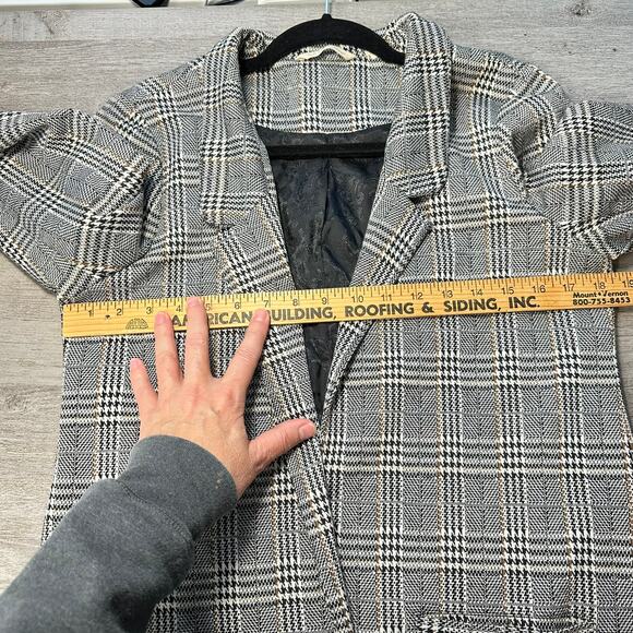 Soft Surroundings Plaid Open Front Long Blazer Grey Small Hu - Picture 8 of 9